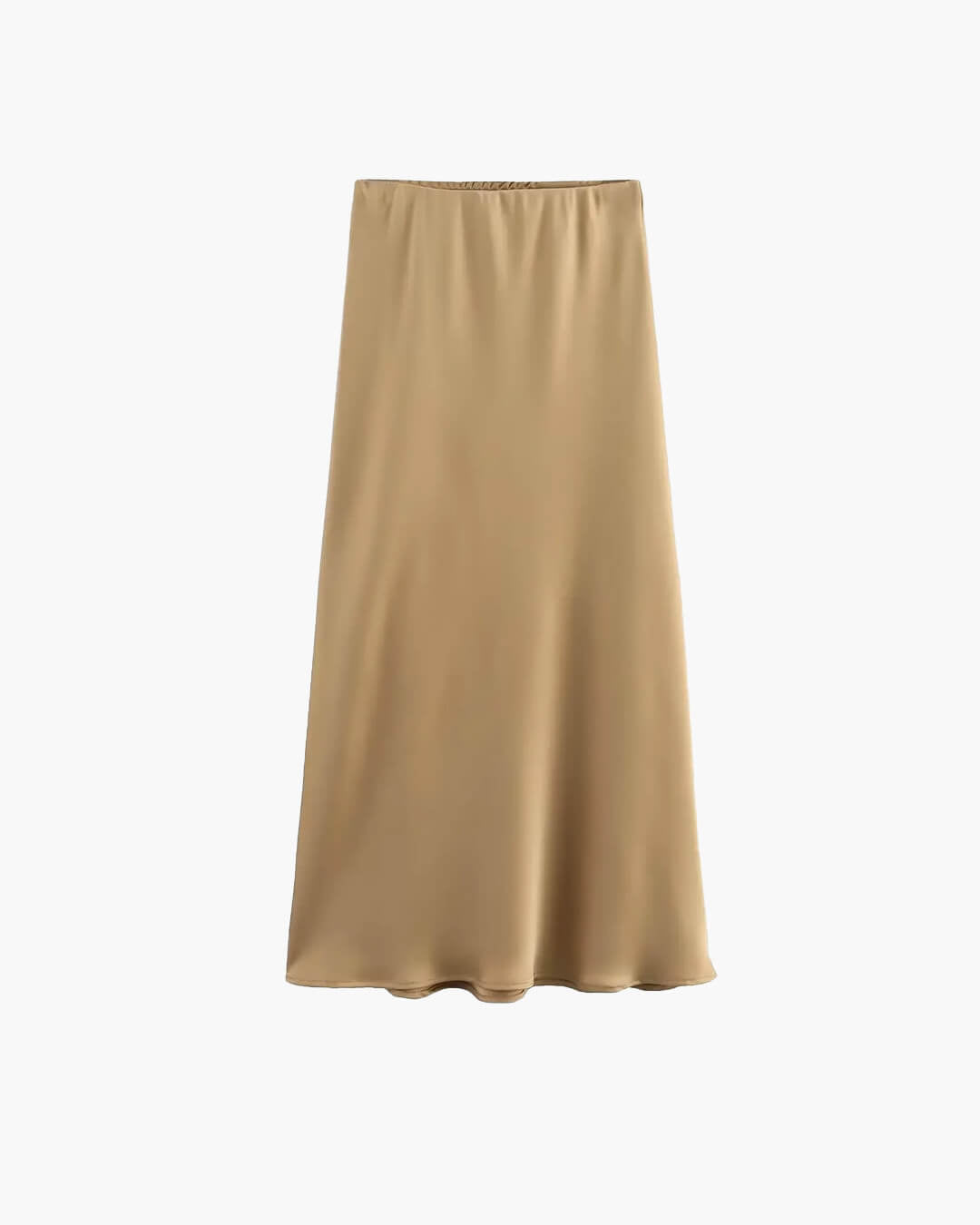 Hilde High Waist Black Satin Midi Skirt