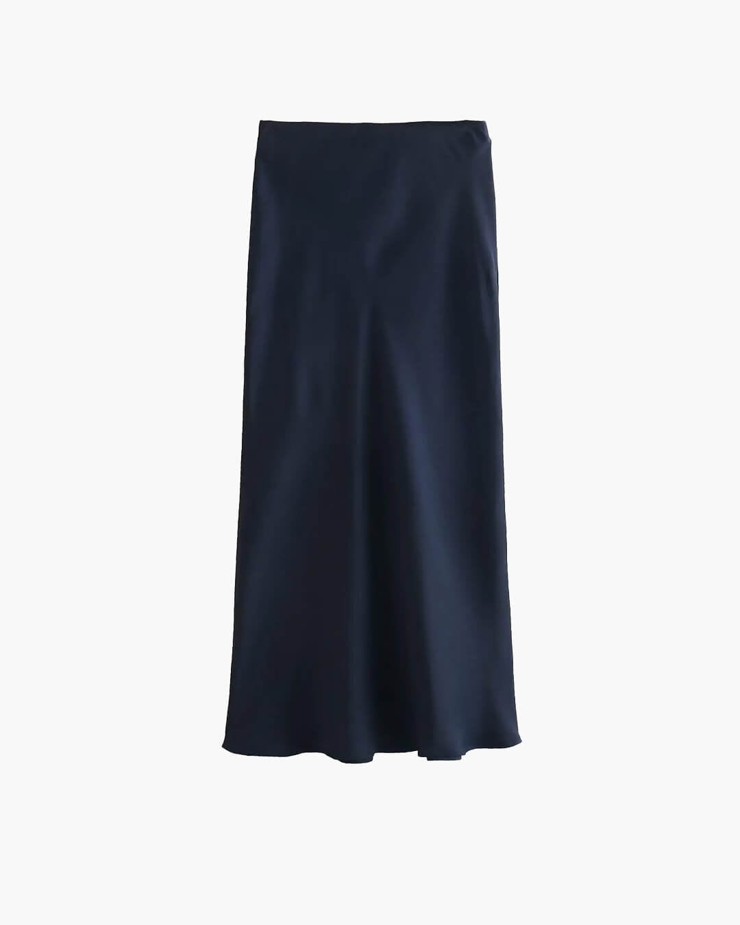 Hilde High Waist Black Satin Midi Skirt