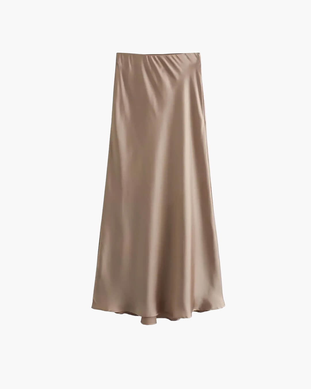 Hilde High Waist Black Satin Midi Skirt
