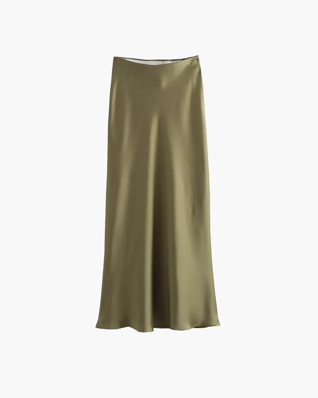 Hilde High Waist Black Satin Midi Skirt