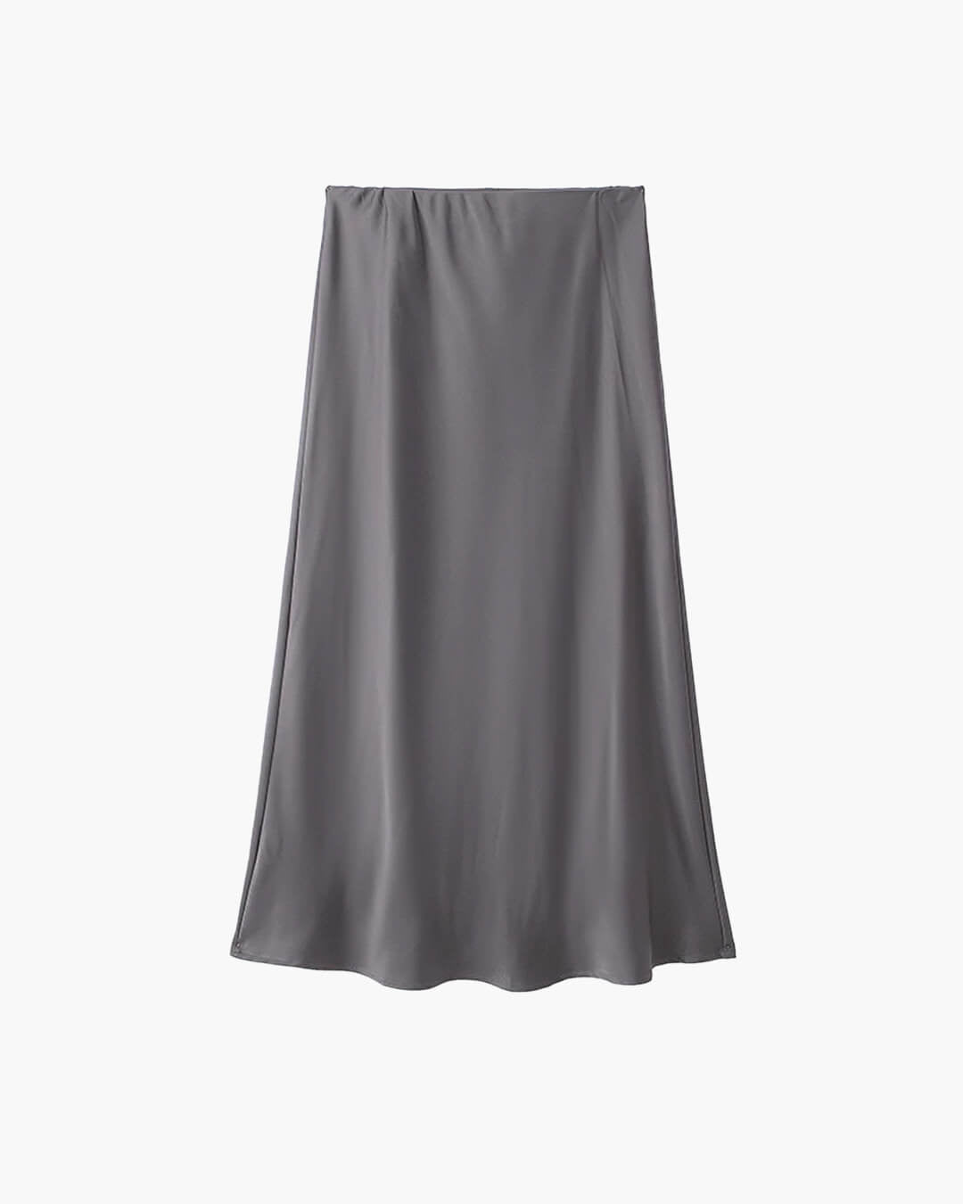 Hilde High Waist Black Satin Midi Skirt