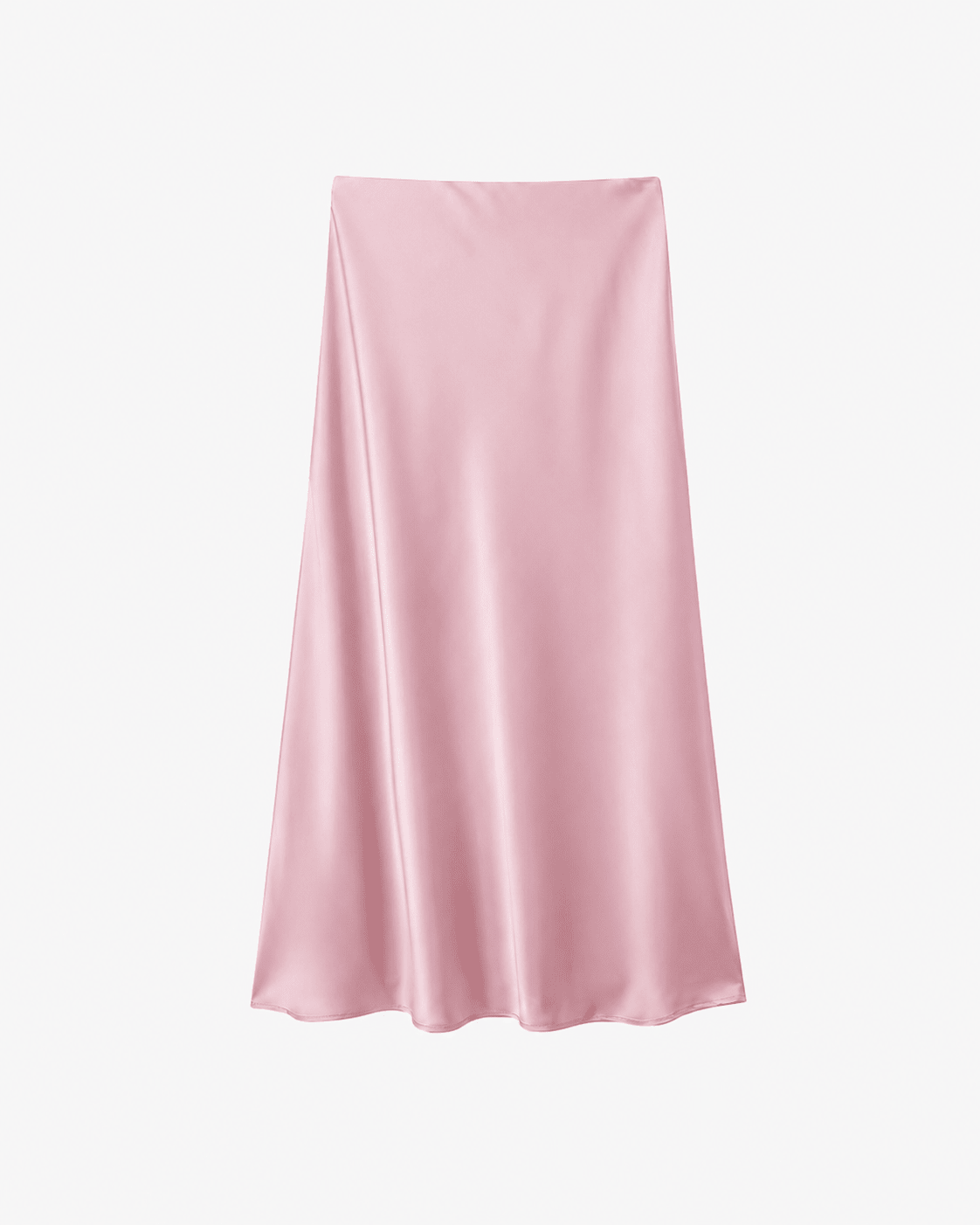 Hilde High Waist Black Satin Midi Skirt