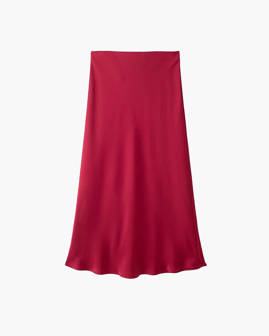 Hilde High Waist Black Satin Midi Skirt