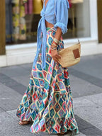 Imara Flowy Boho Print Ruffled Skirt