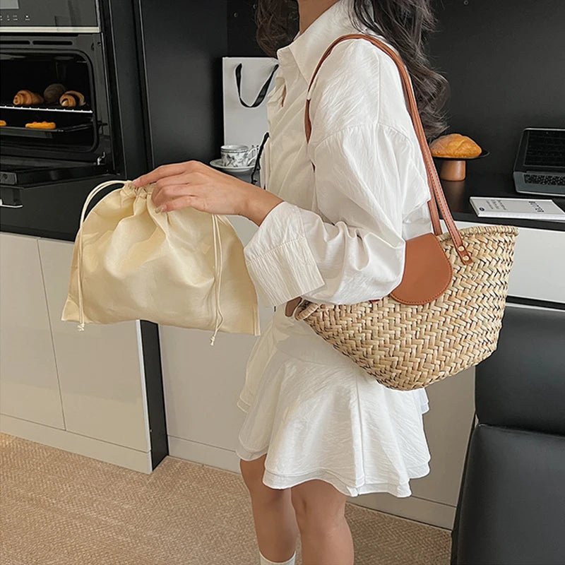 Ingela Woven Rattan Shoulder Bag