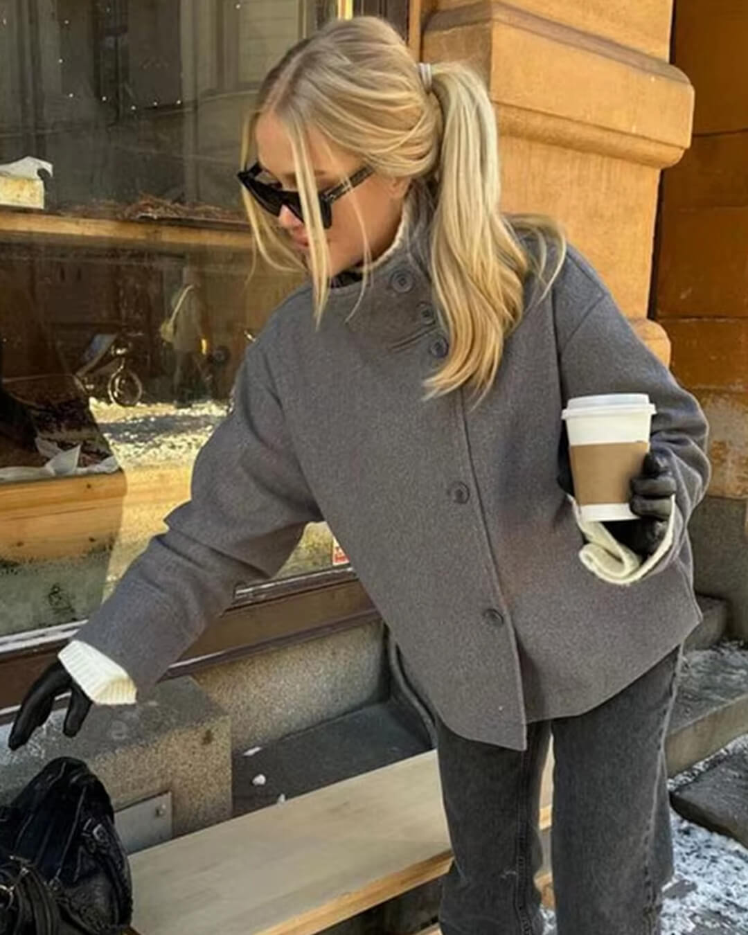 Aestra Elegant Jacket with Stand Collar