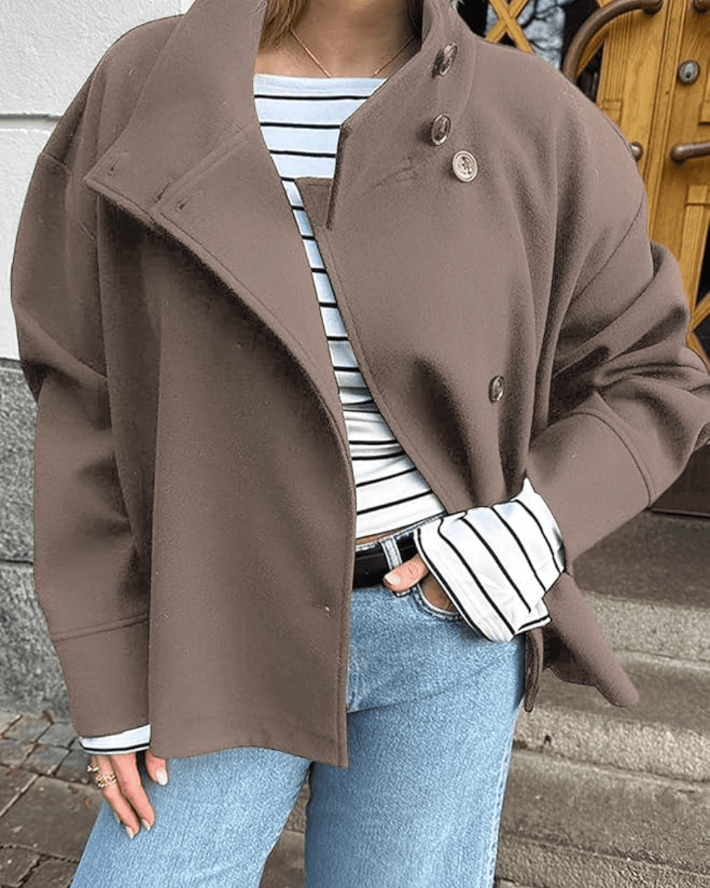 Aestra Elegant Jacket with Stand Collar