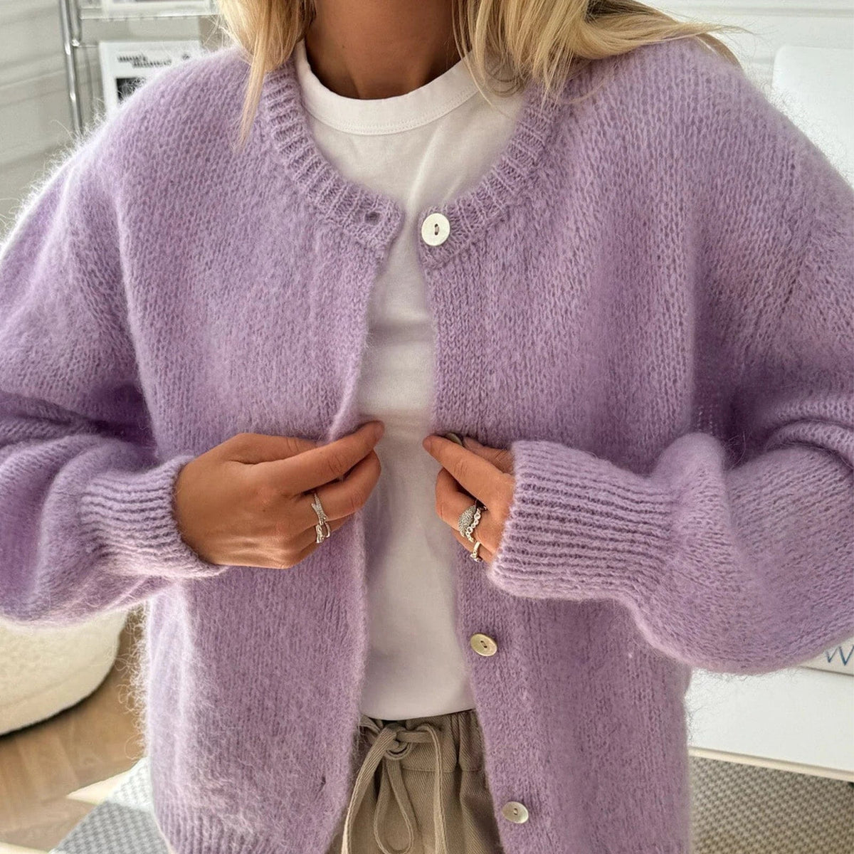 Aetida Fuzzy Knit Cardigan