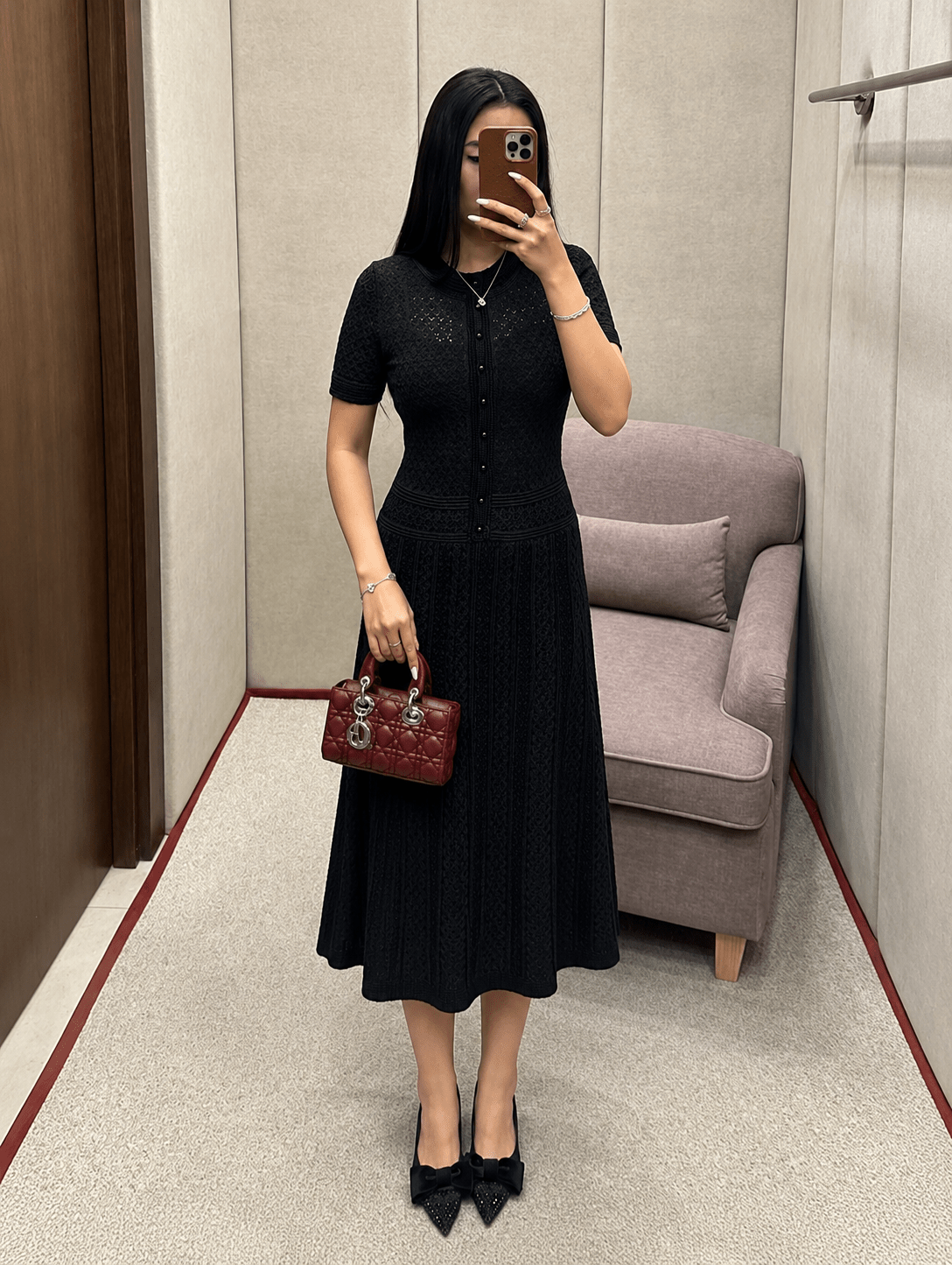 Rebecca Half Button Knitted Midi Dress