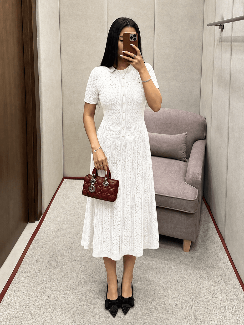 Rebecca Half Button Knitted Midi Dress