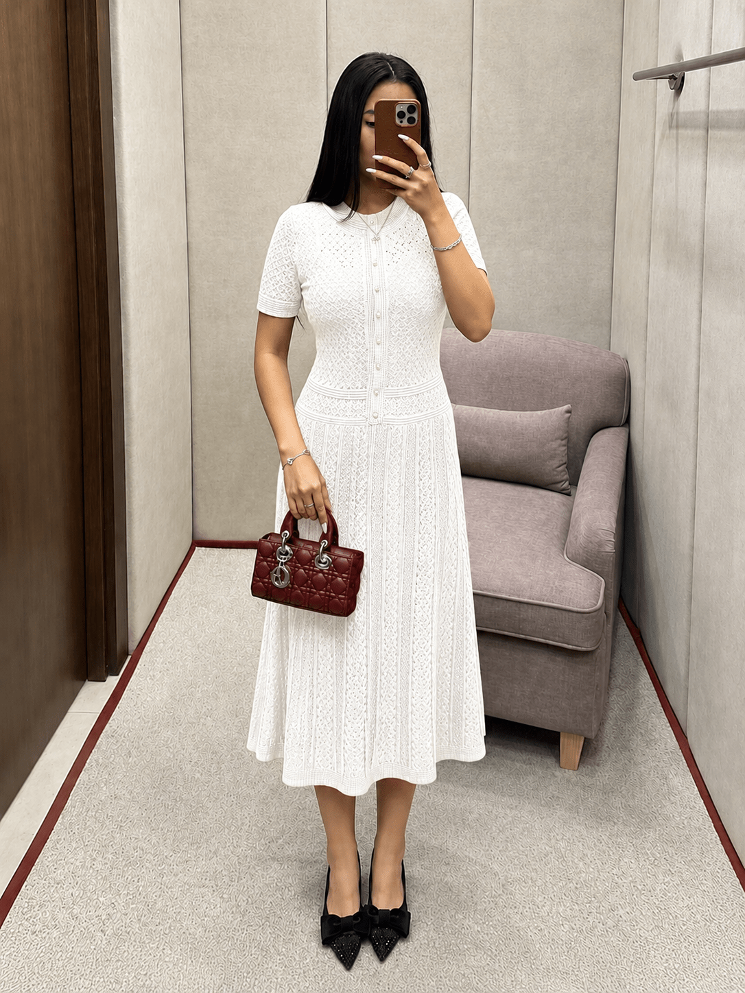 Rebecca Half Button Knitted Midi Dress