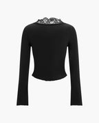 Jenna Long Sleeve Lace Trim Blouse