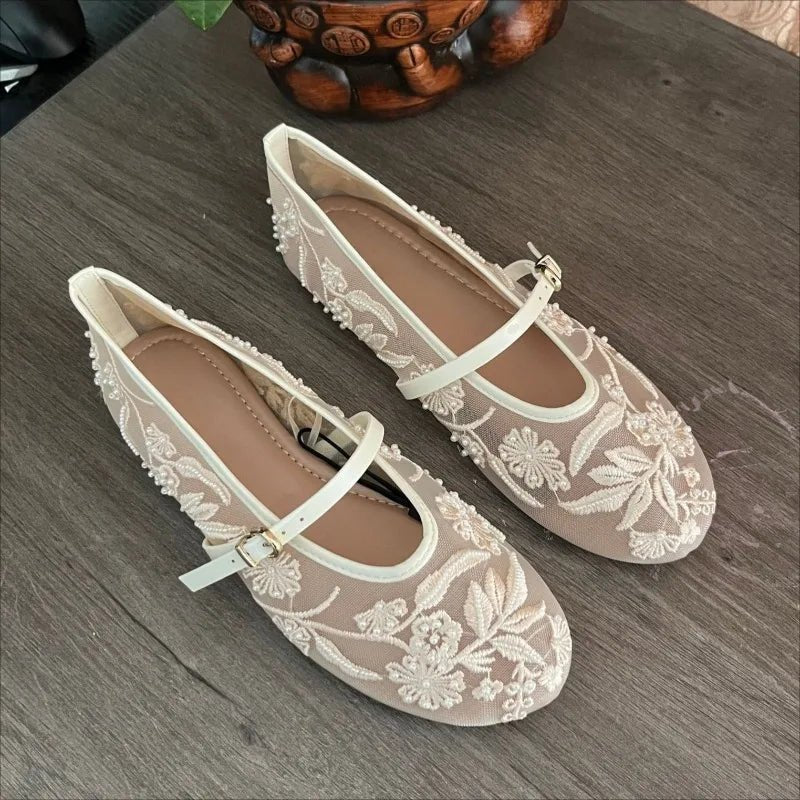 Jenny Beaded Mesh Ballet Flats