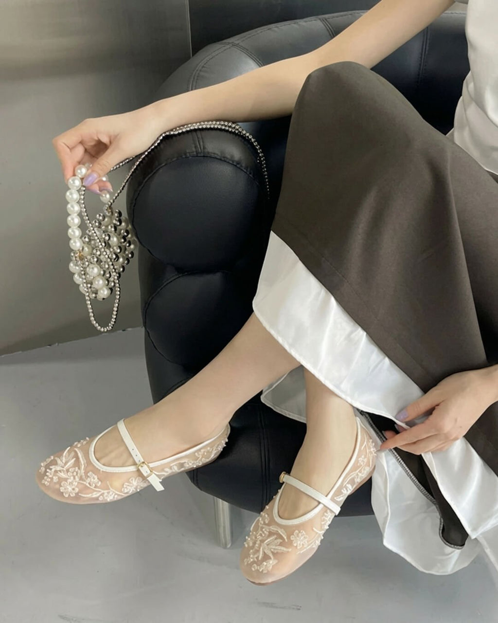 Jenny Beaded Mesh Ballet Flats