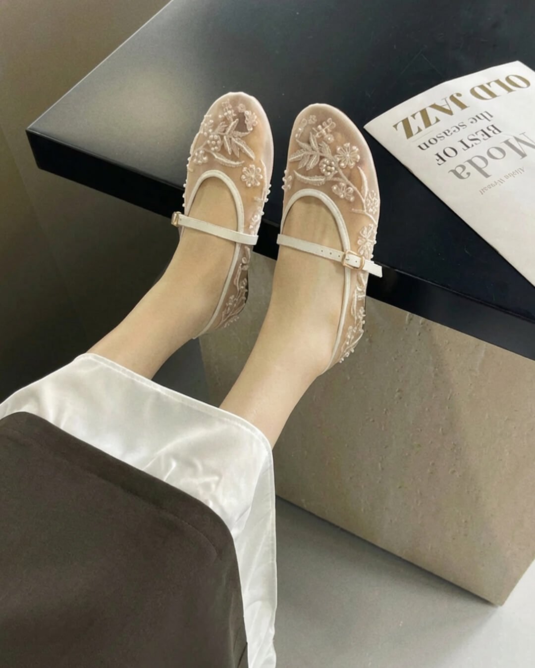 Jenny Beaded Mesh Ballet Flats