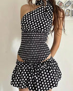 Jenny Polka Dot Elastic Waist Mini Skirt