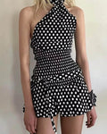 Jenny Polka Dot Elastic Waist Mini Skirt