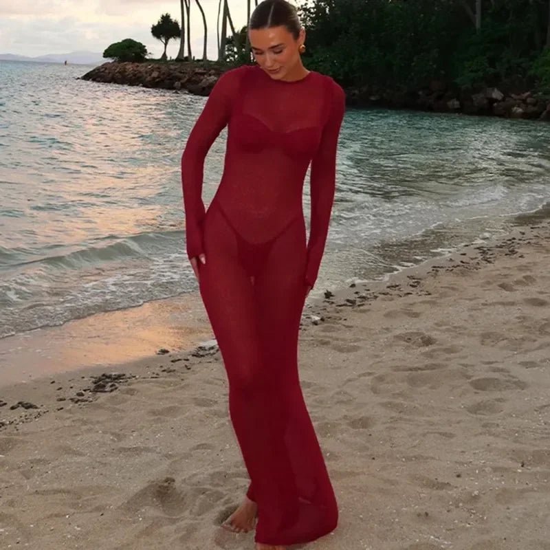Josephine Hollow-Out Knit Beach Dress