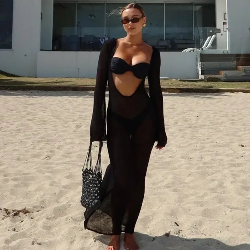 Josephine Hollow-Out Knit Beach Dress