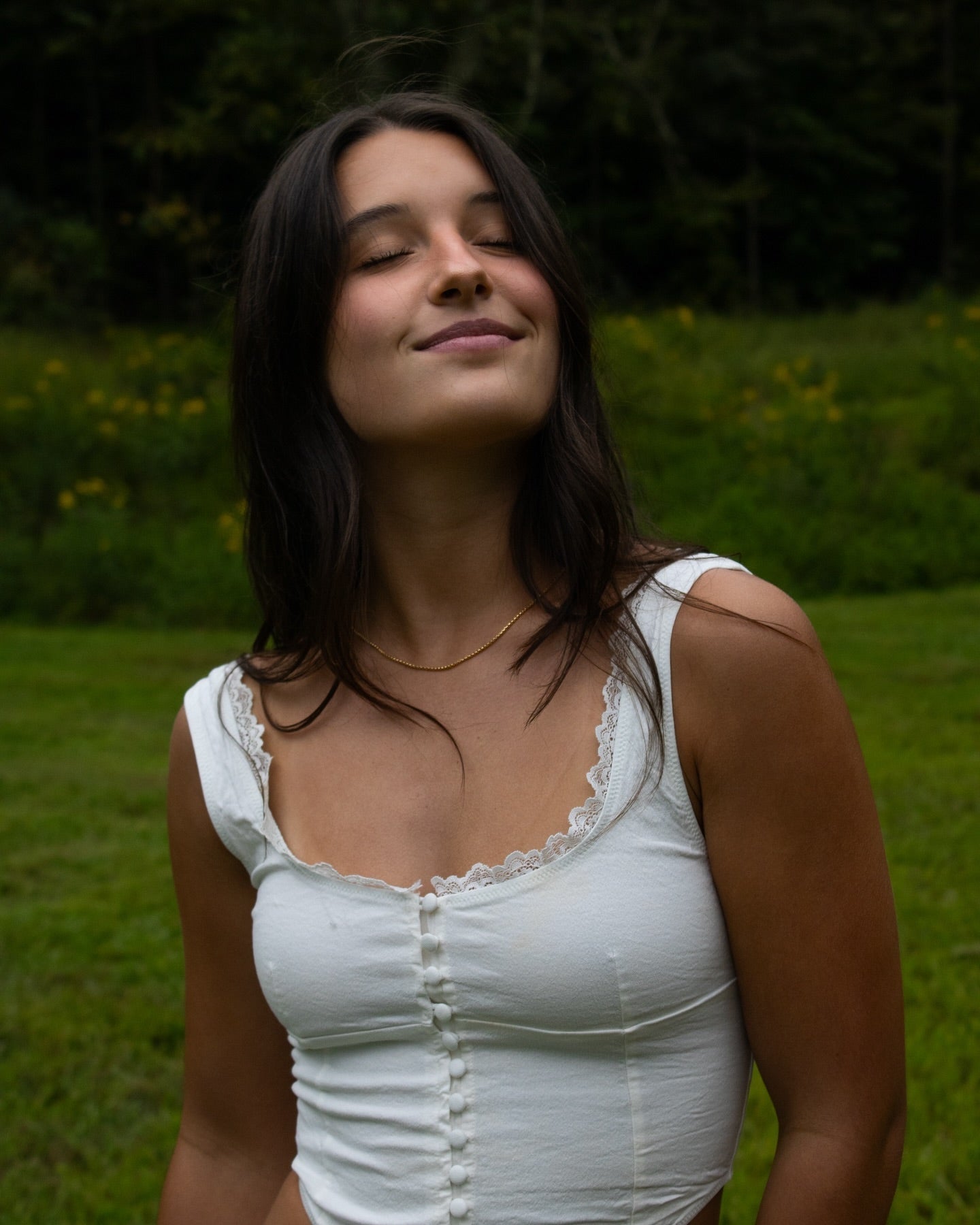 Juno Lace Trim Strappy Button Top