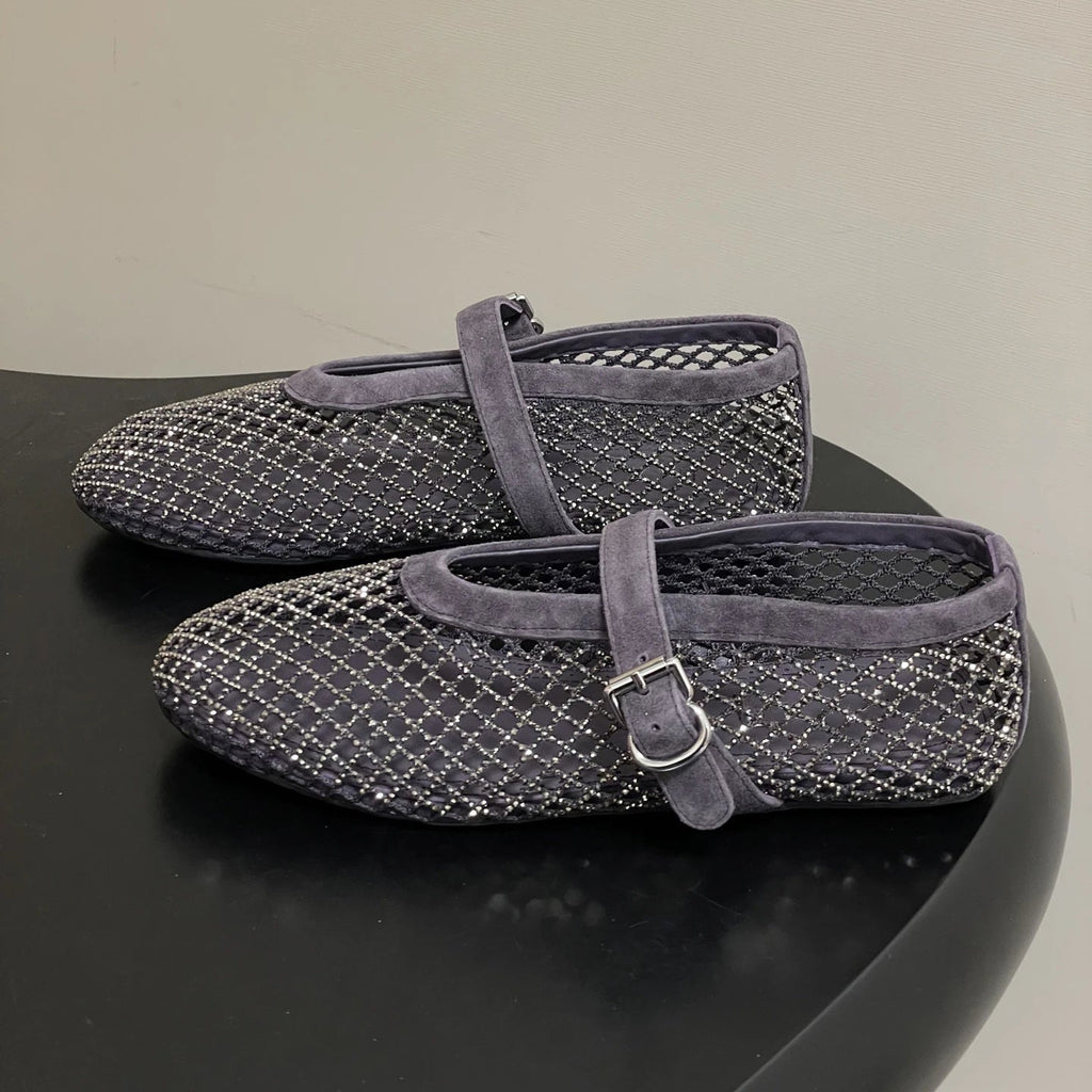 Kaila Rhinestone Mesh Ballet Flats