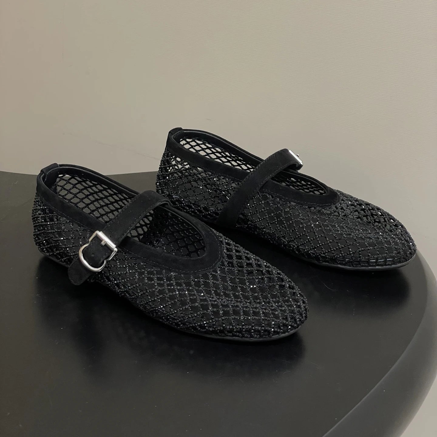 Kaila Rhinestone Mesh Ballet Flats