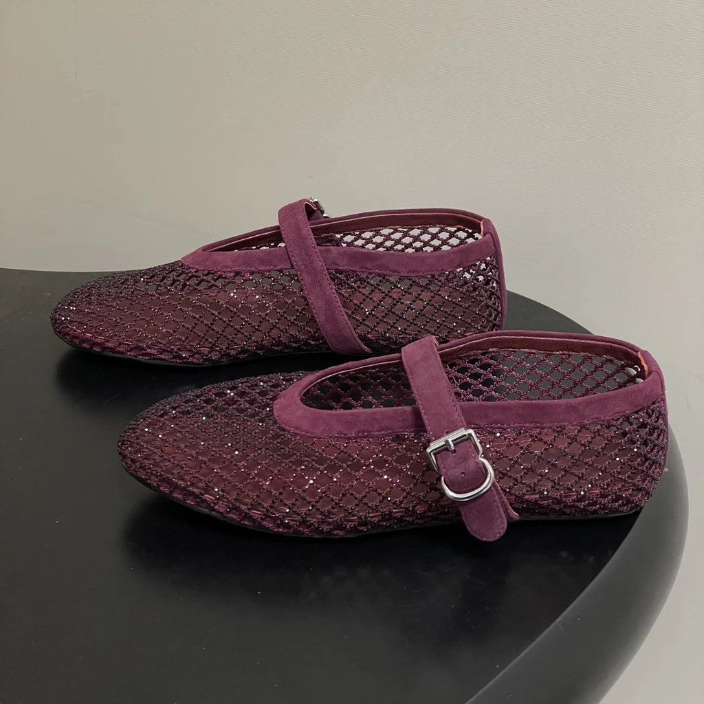 Kaila Rhinestone Mesh Ballet Flats