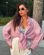 Kathy Bat Sleeve Striped Shirts