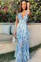 Katya Floral Ruffle Sleeves Maxi Dress
