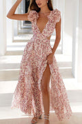 Katya Floral Ruffle Sleeves Maxi Dress
