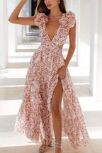 Katya Floral Ruffle Sleeves Maxi Dress