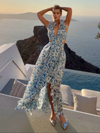 Katya Floral Ruffle Sleeves Maxi Dress