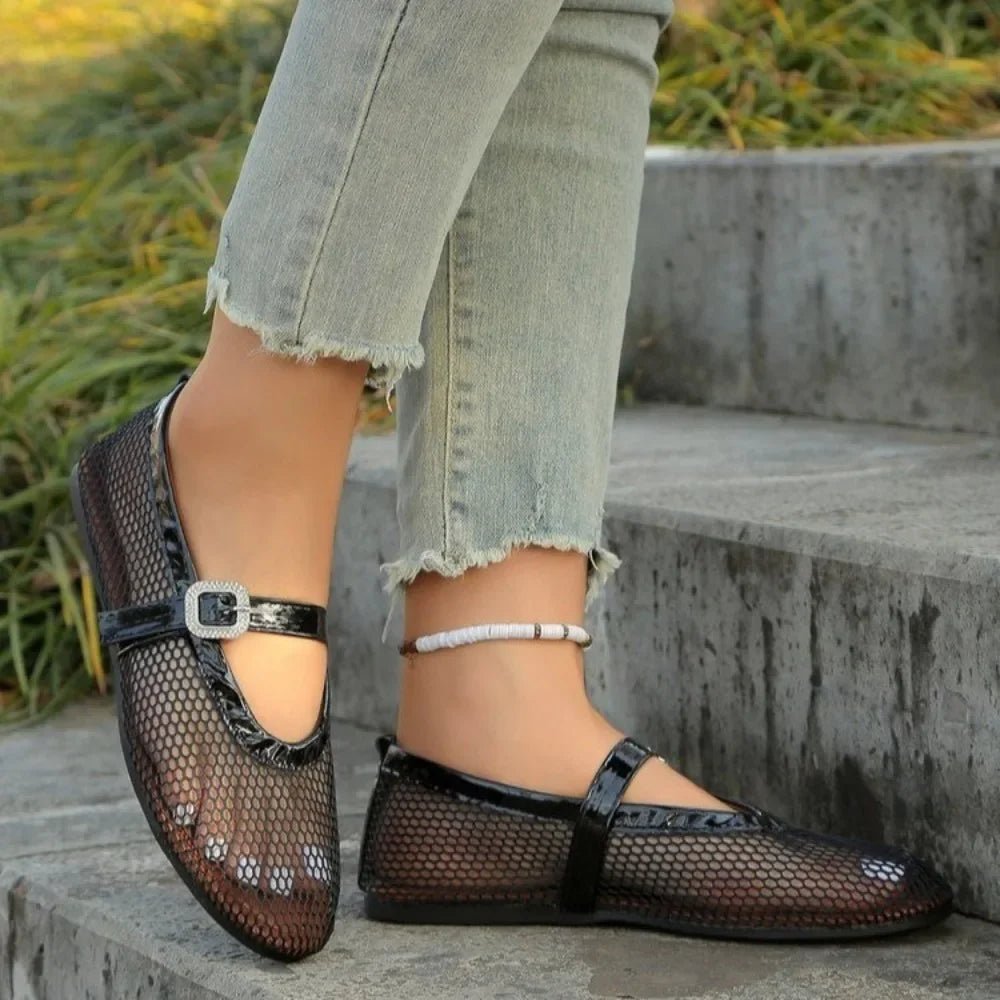 Kenza Mesh Mary Jane Ballet Flats