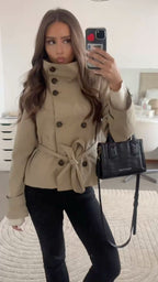 Kiarra Stand Collar Crop Trenchcoat