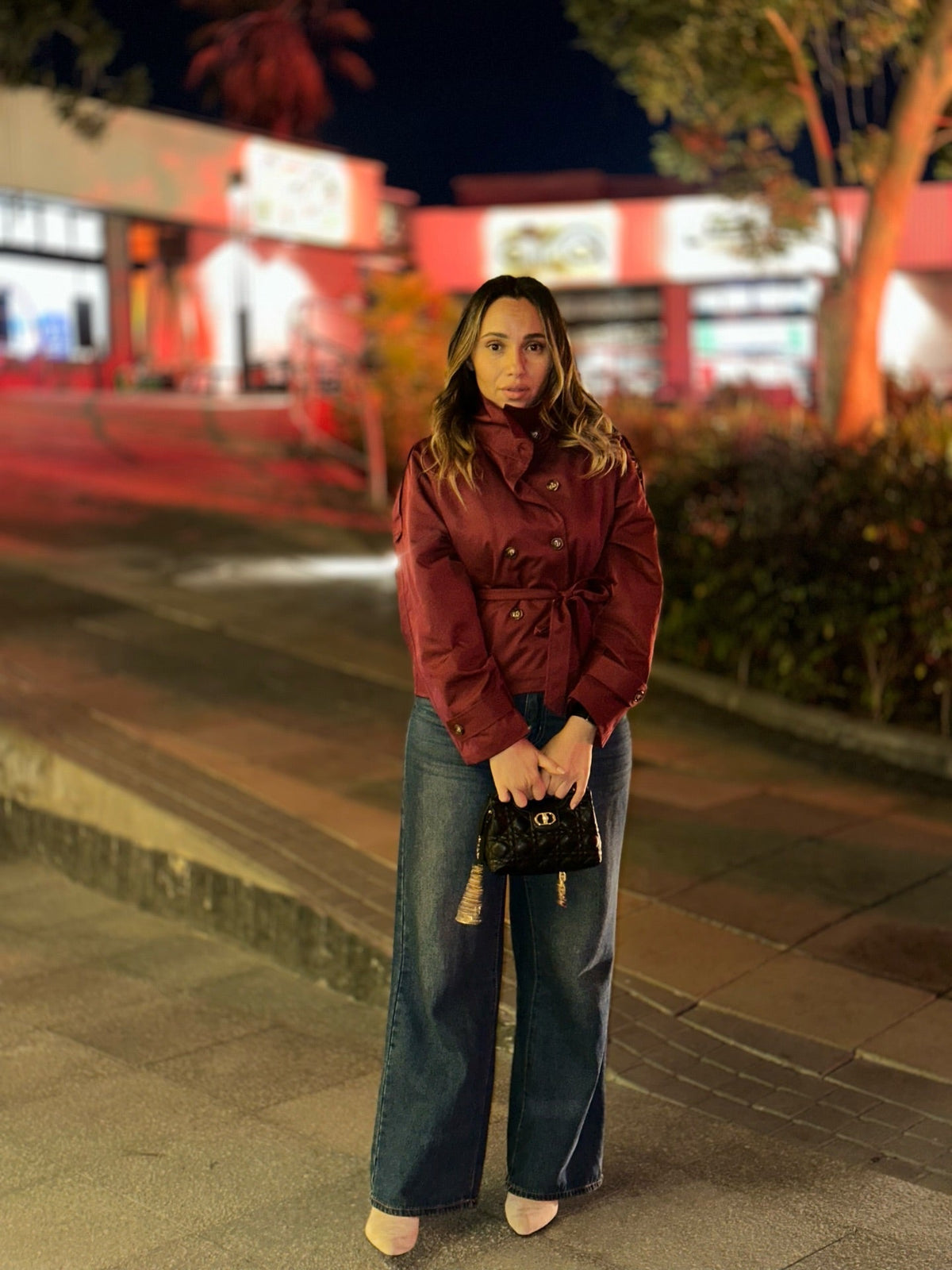 Kiarra Stand Collar Crop Trenchcoat