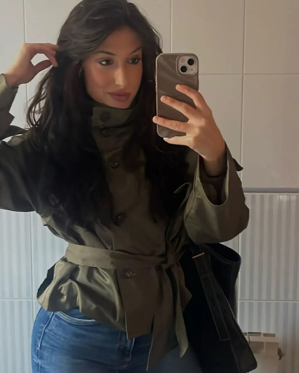 Kiarra Stand Collar Crop Trenchcoat
