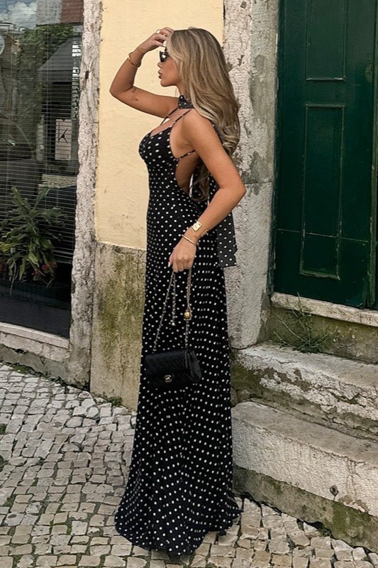 Lauren Polka Dot Backless Maxi Dress