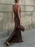 Leandra Backless Satin Maxi Dress