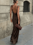 Leandra Backless Satin Maxi Dress