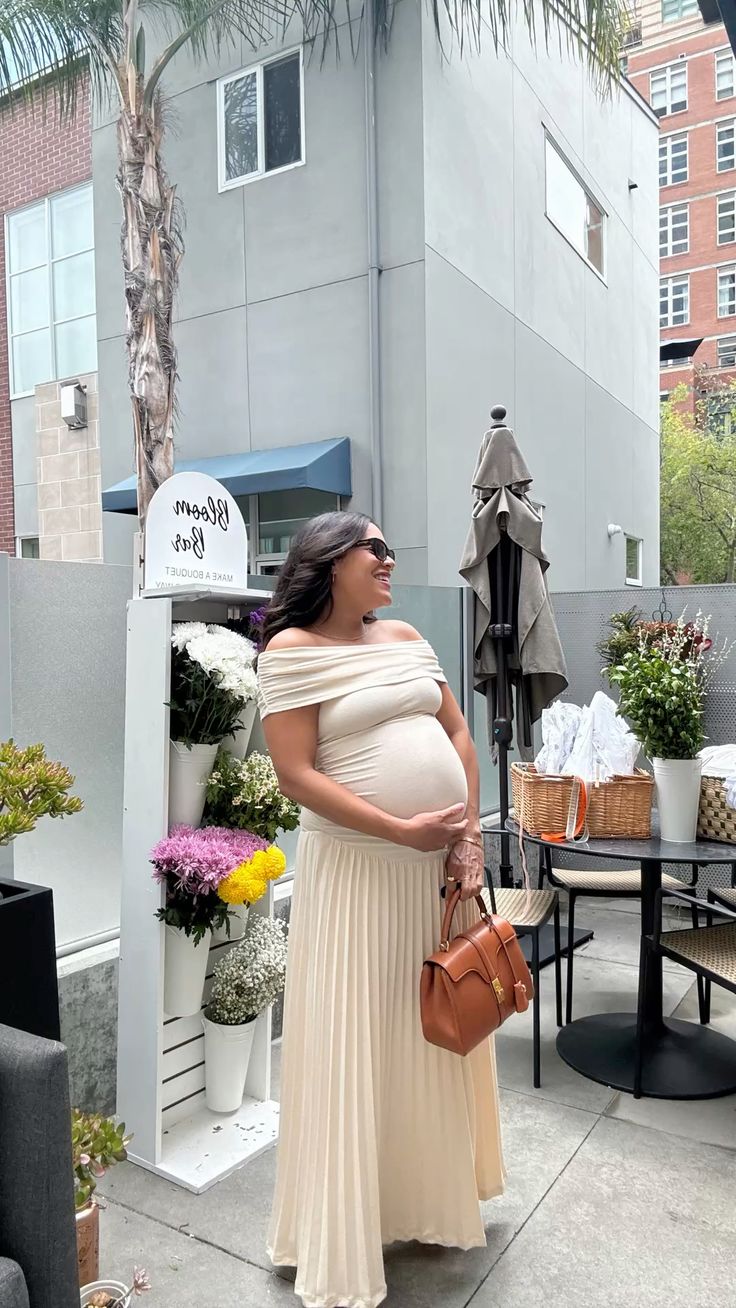 Leda Flowy Off-Shoulder Maternity Dress