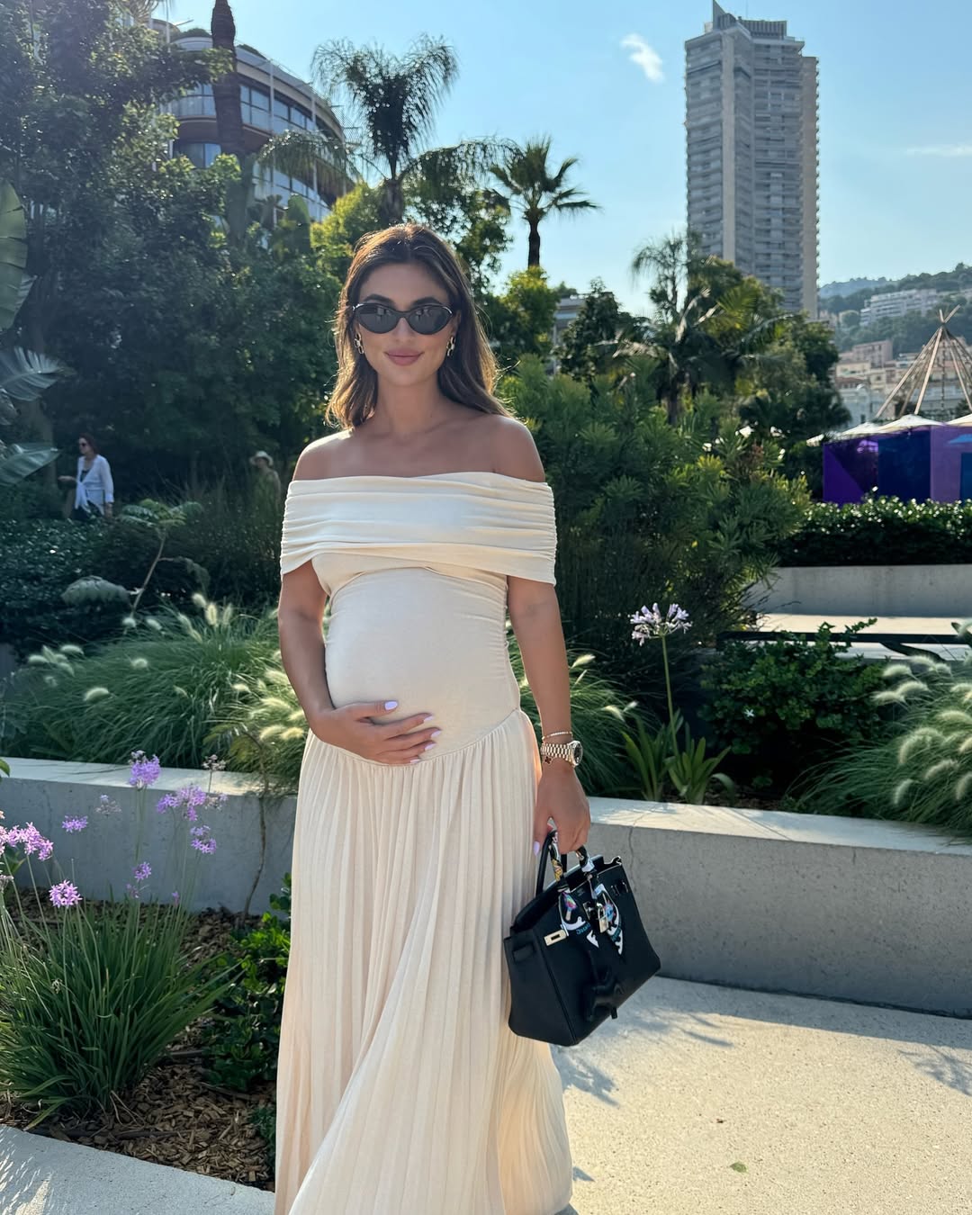 Leda Flowy Off-Shoulder Maternity Dress