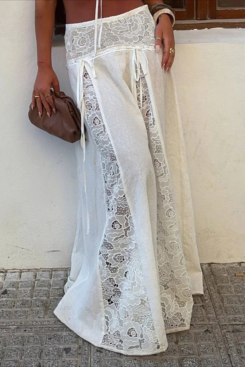 Lilith Boho Lace Patchwork Maxi Skirt