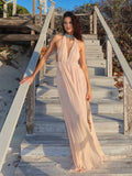 Liza Deep Neck Maxi Dress