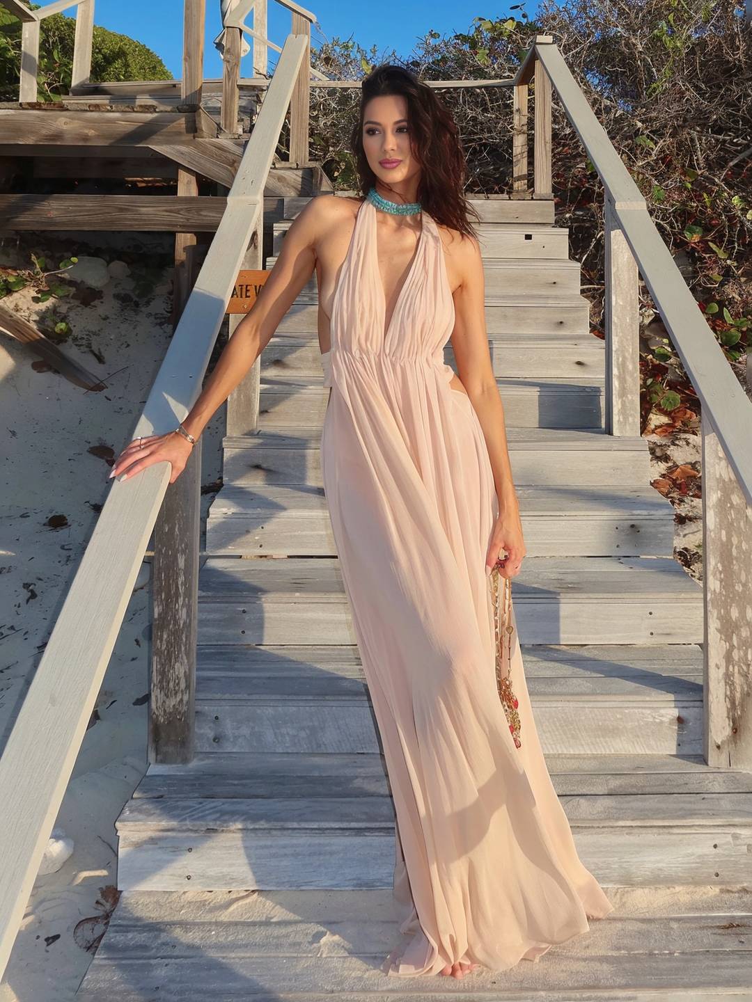 Liza Deep Neck Maxi Dress