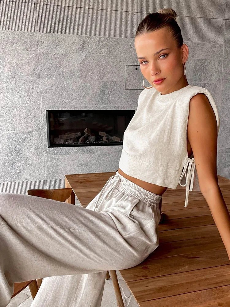 Lola Sleeveless Linen Pant Set