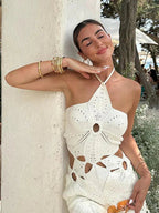 Lorna Halter Neck Crochet Mini Dress