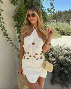 Lorna Halter Neck Crochet Mini Dress