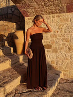 Lorna Strapless Ruched Maxi Dress