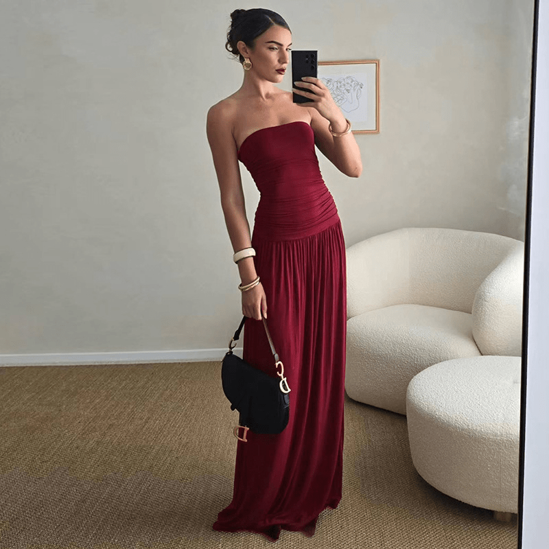 Lorna Strapless Ruched Maxi Dress