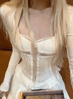 Lyra Lace Square Neck Crop Blouse